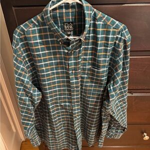 Jos. A. Bank Men's Teal and Orange Plaid Shirt